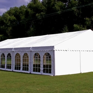 Frame Tent 7m × 12m – White with Clear Windows