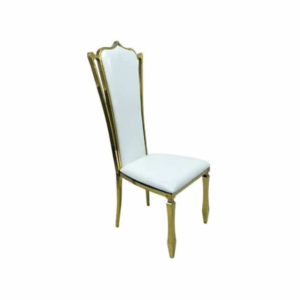 Gold Dining Chair – White Padded Faux Leather with Gold Stainless Steel Frame