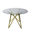 Modern Round Glass Table with Metal Legs – Gold or Silver Finish