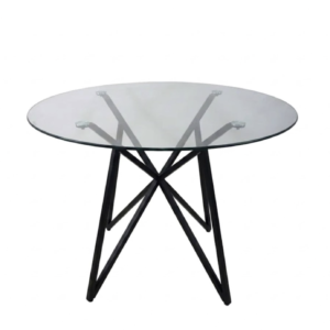 Modern Round Glass Table with Metal Legs – Gold or Silver Finish