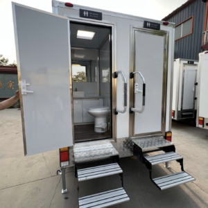 2-Station Portable Restroom Trailer – Towable Mobile Toilet Unit with Sinks