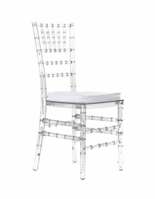 Chiavari Tiffany Chair – Clear with Free Cushion