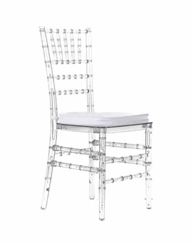 Chiavari Tiffany Chair – Clear with Free Cushion