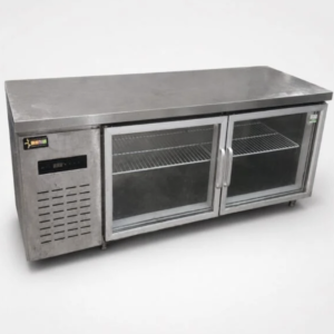 Second hand. 2 Door Glass Display Underbar Fridge – Commercial Stainless Steel – Second Hand